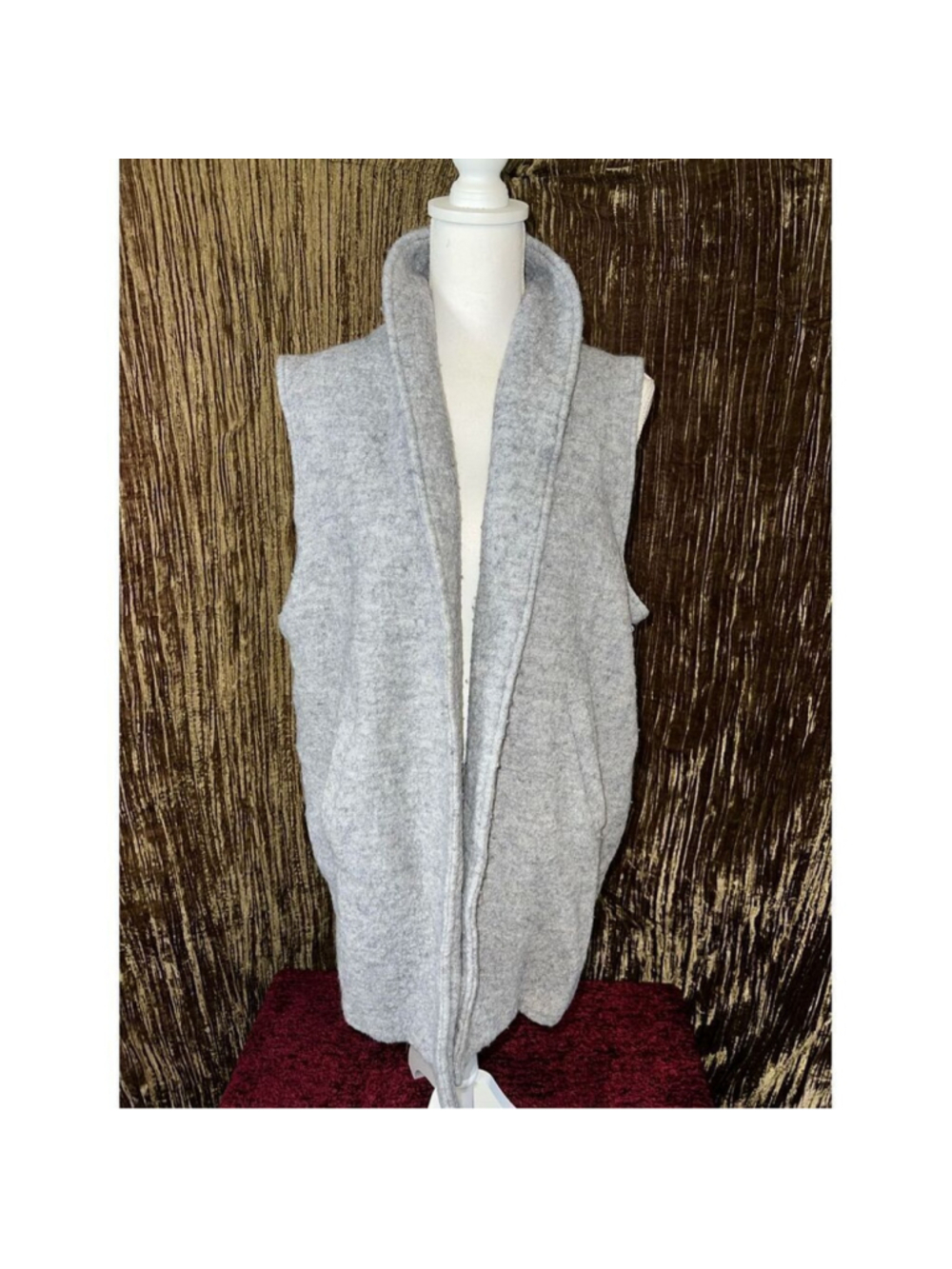 Cynthia Rowley Wool Blend Gray Cardigan Vest 2X